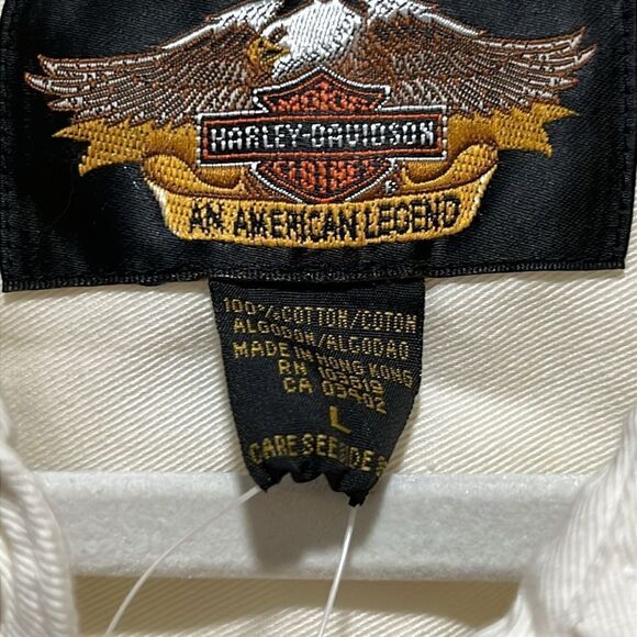 Harley-Davidson Cream Shirt Button Down Soft Twill NWT* VTG Hong Kong - Picture 5 of 10
